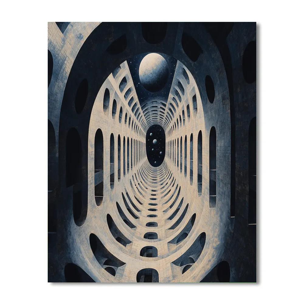 M.C. Escher Inspired Orbital Metropolis Of Echoes Paint by numbers art