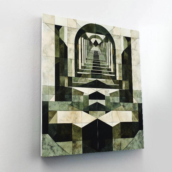 M.C. Escher Inspired Mirror Maze Of Falling Geometry Paint by numbers kits