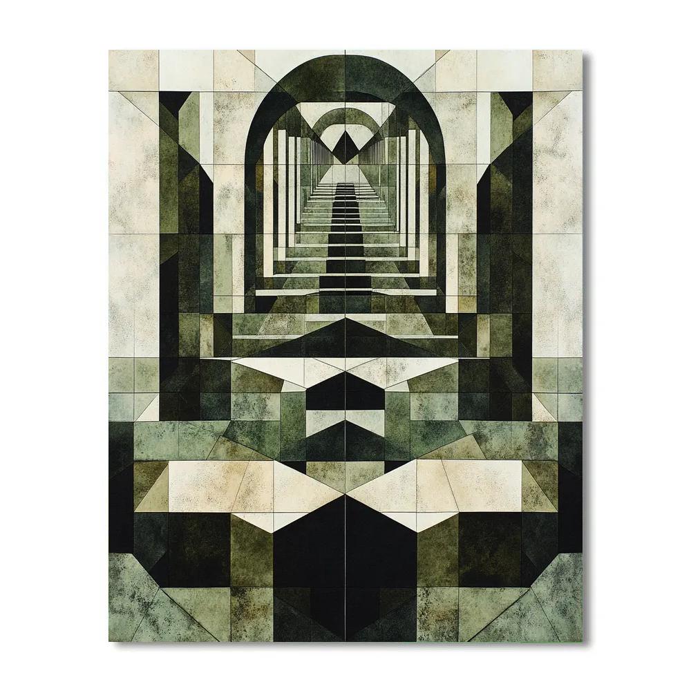 M.C. Escher Inspired Mirror Maze Of Falling Geometry Paint by numbers kits
