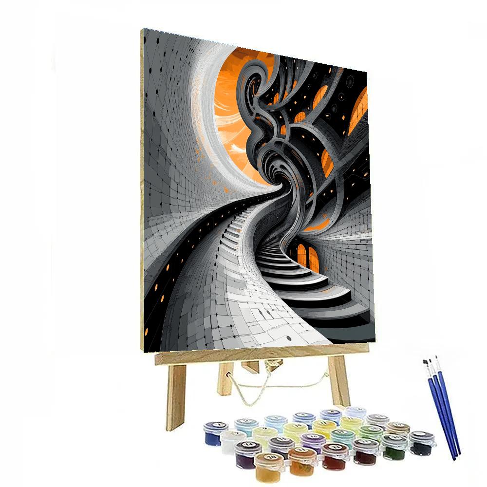 M C Escher Inspired Infinite Staircase Vortex paint by numbers