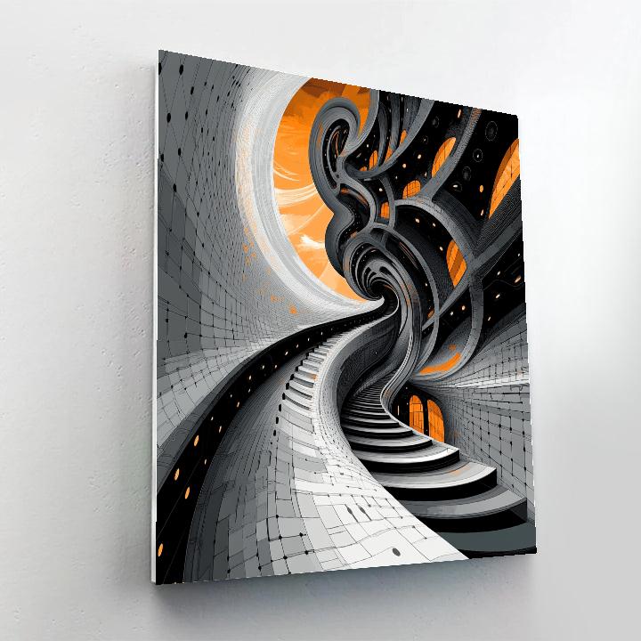M C Escher Inspired Infinite Staircase Vortex paint by numbers