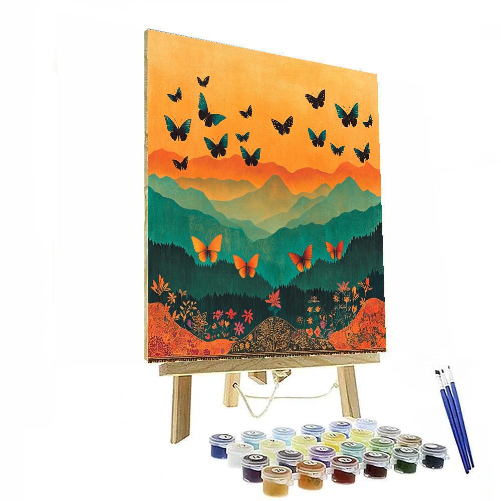 Frida Kahlo Inspired Monarch Migration Tapestry paint by numbers