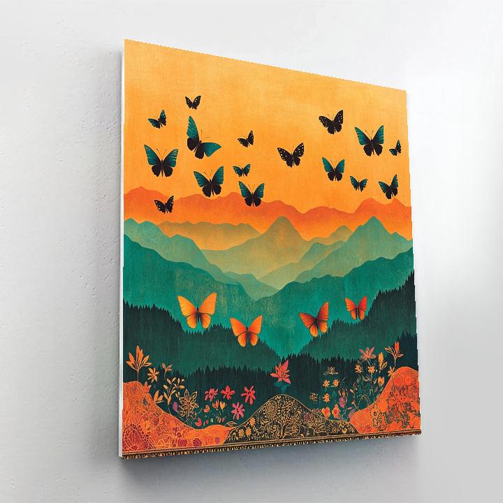 Frida Kahlo Inspired Monarch Migration Tapestry paint by numbers