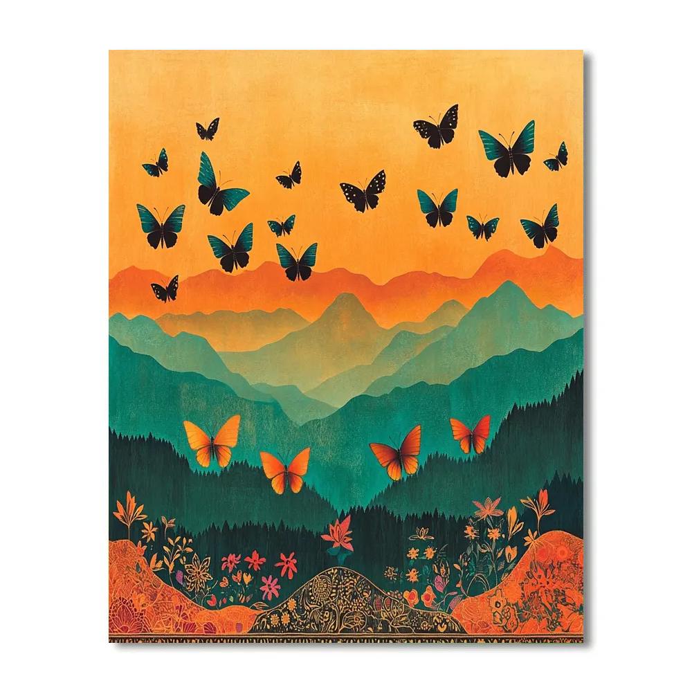 Frida Kahlo Inspired Monarch Migration Tapestry paint by numbers