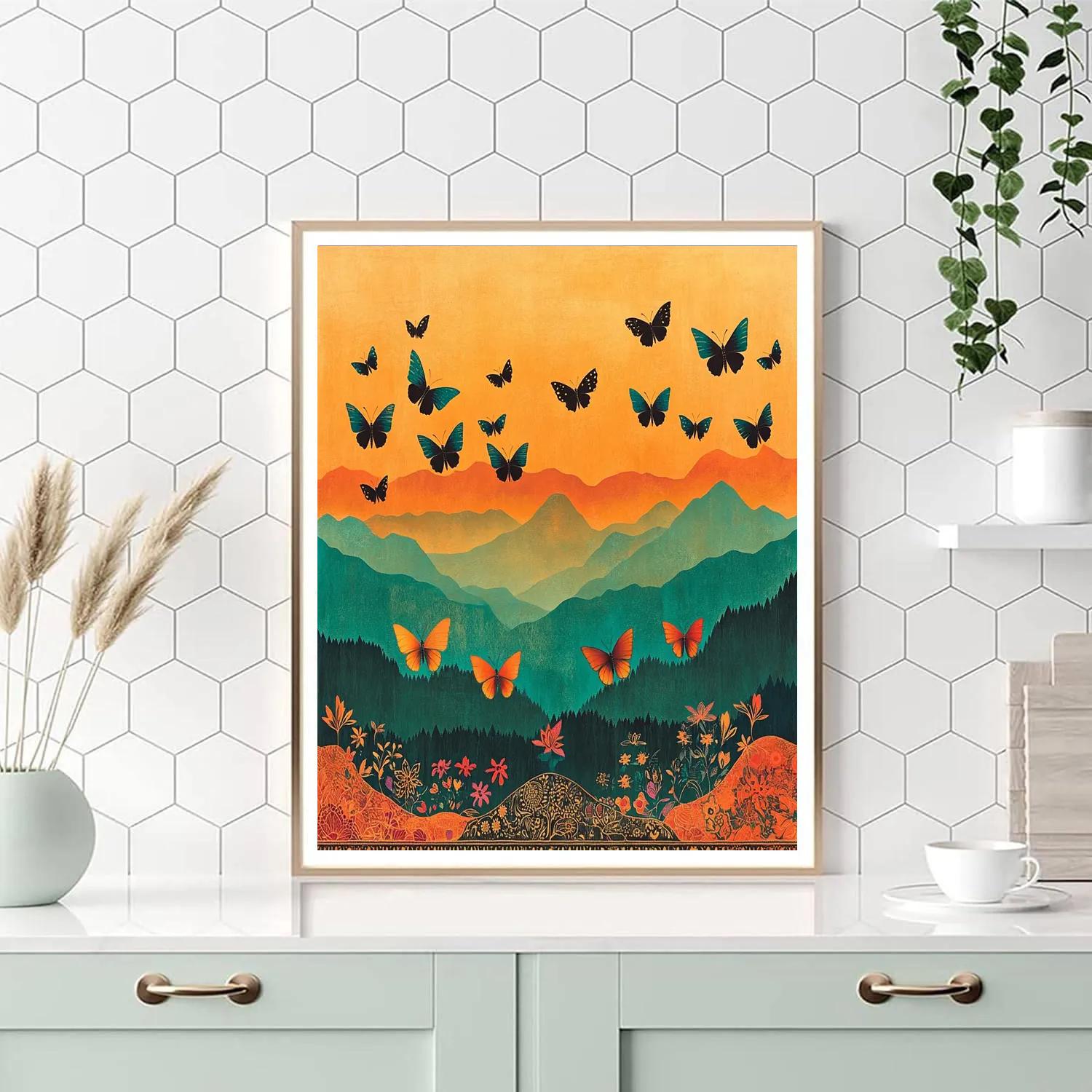 Frida Kahlo Inspired Monarch Migration Tapestry paint by numbers