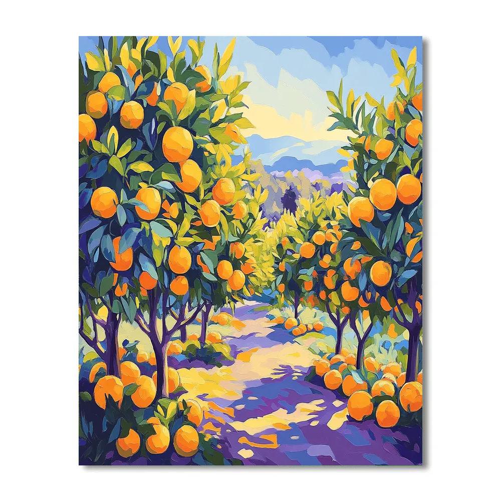 Paul Cézanne Inspired Tranquil Citrus Garden Paint by numbers art
