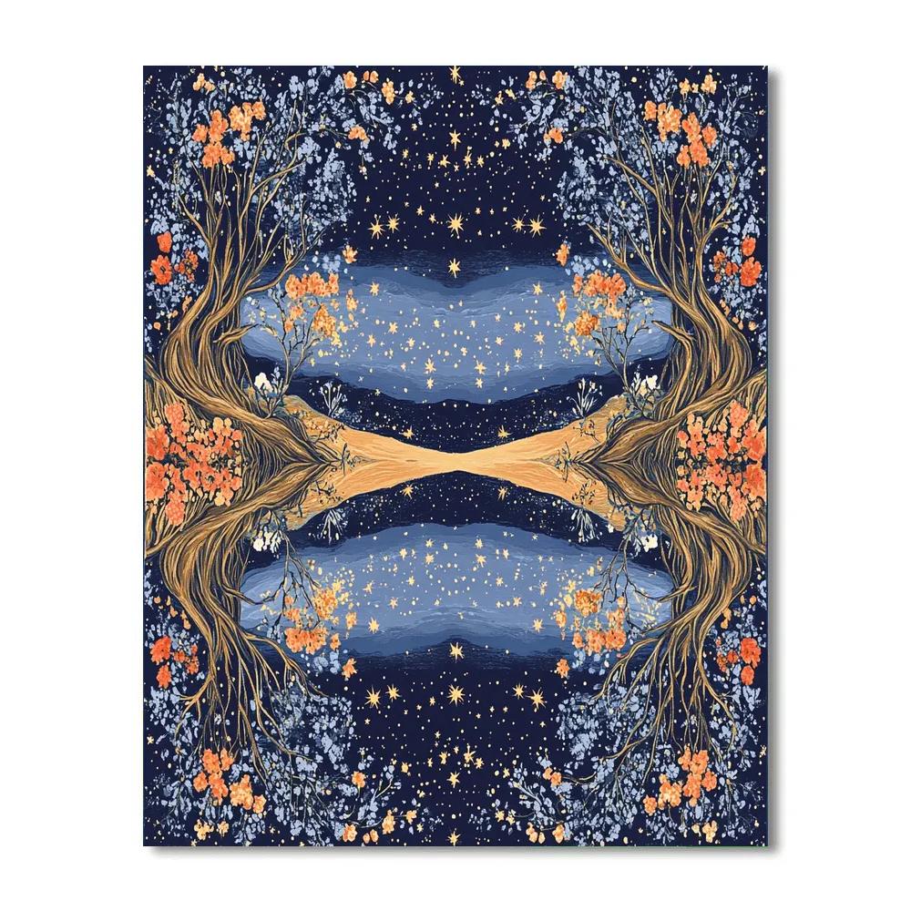 Frida Kahlo Inspired Mirror Of Roots And Stars paint by color