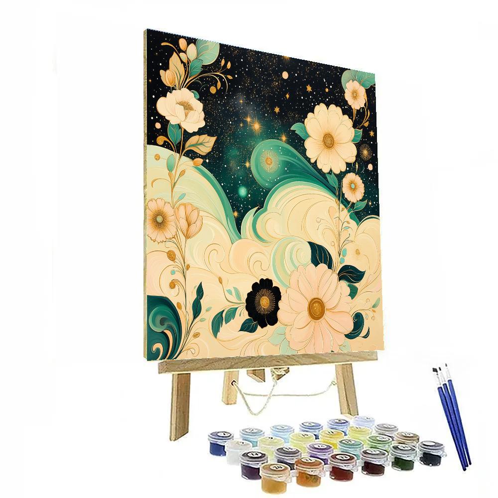 Alphonse Mucha Inspired Cosmic Bloom Paint by numbers art