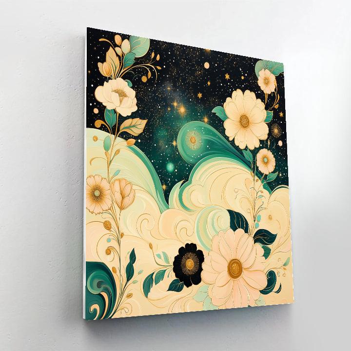 Alphonse Mucha Inspired Cosmic Bloom Paint by numbers art