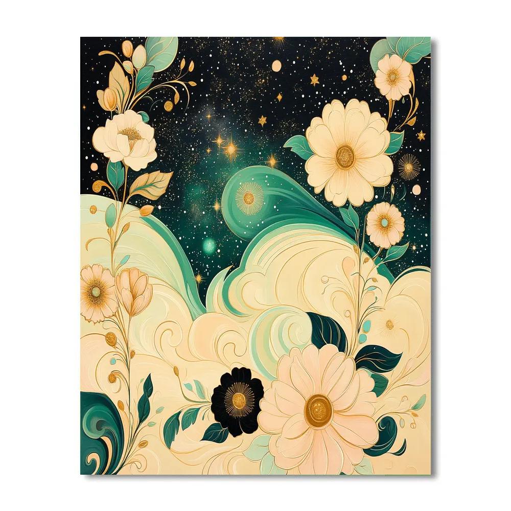 Alphonse Mucha Inspired Cosmic Bloom Paint by numbers art