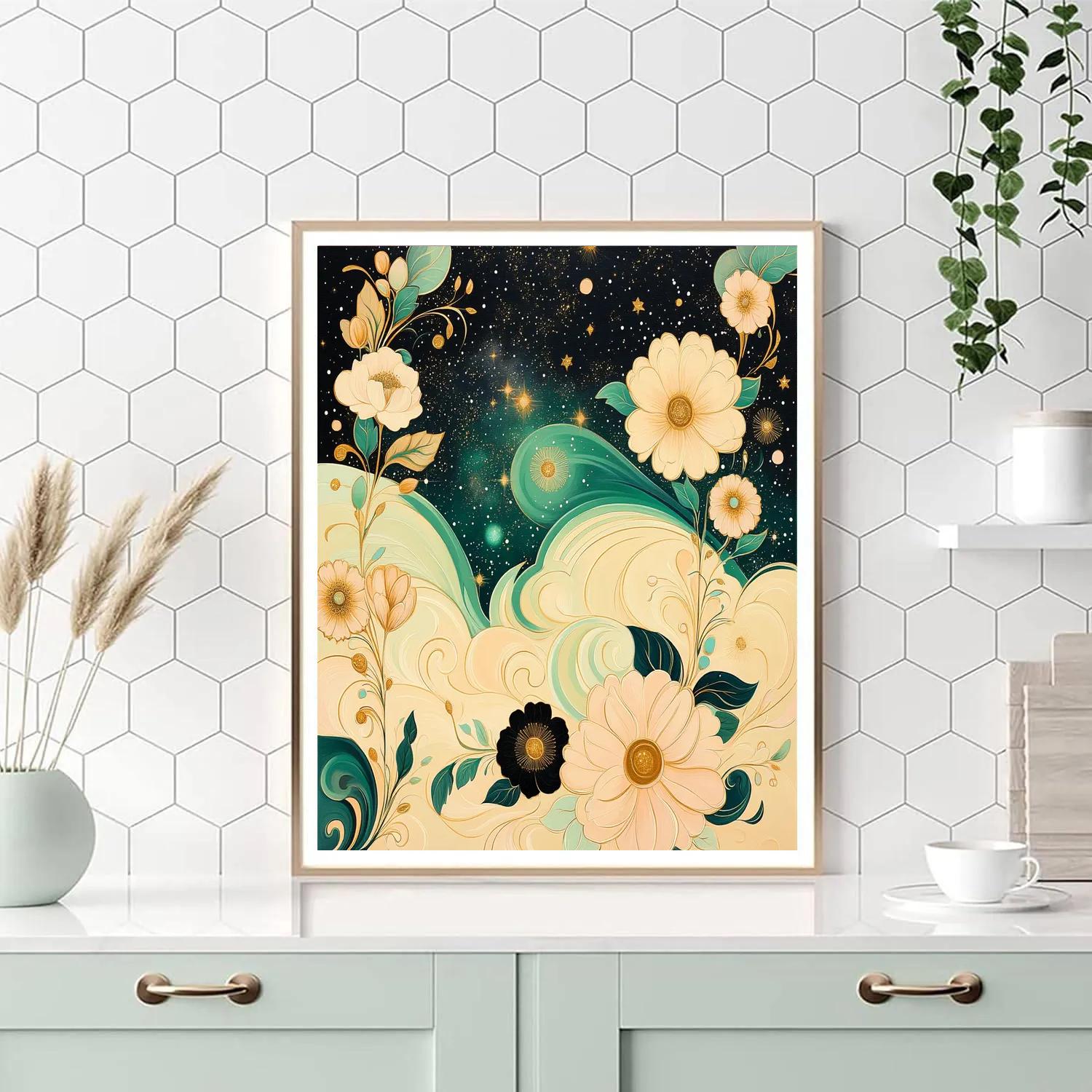 Alphonse Mucha Inspired Cosmic Bloom Paint by numbers art