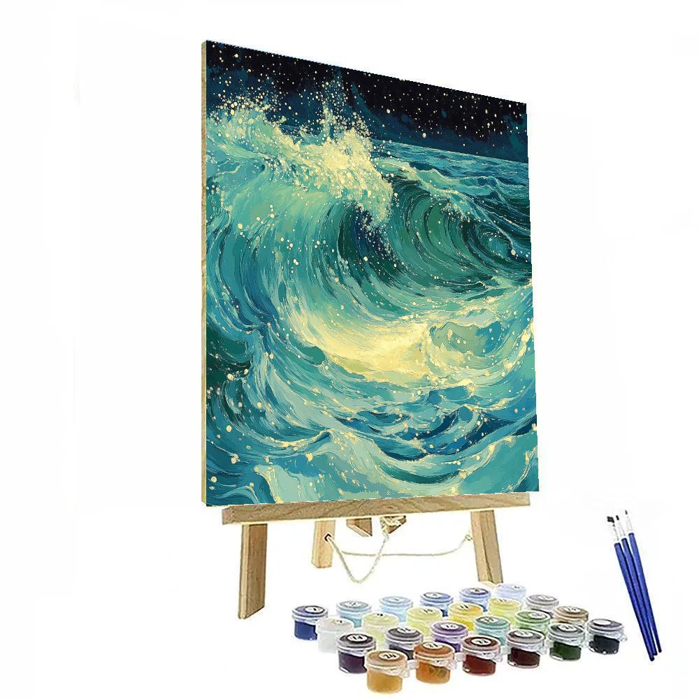 Georges Seurat Inspired Abstract Ocean Currents Painting by numbers kit