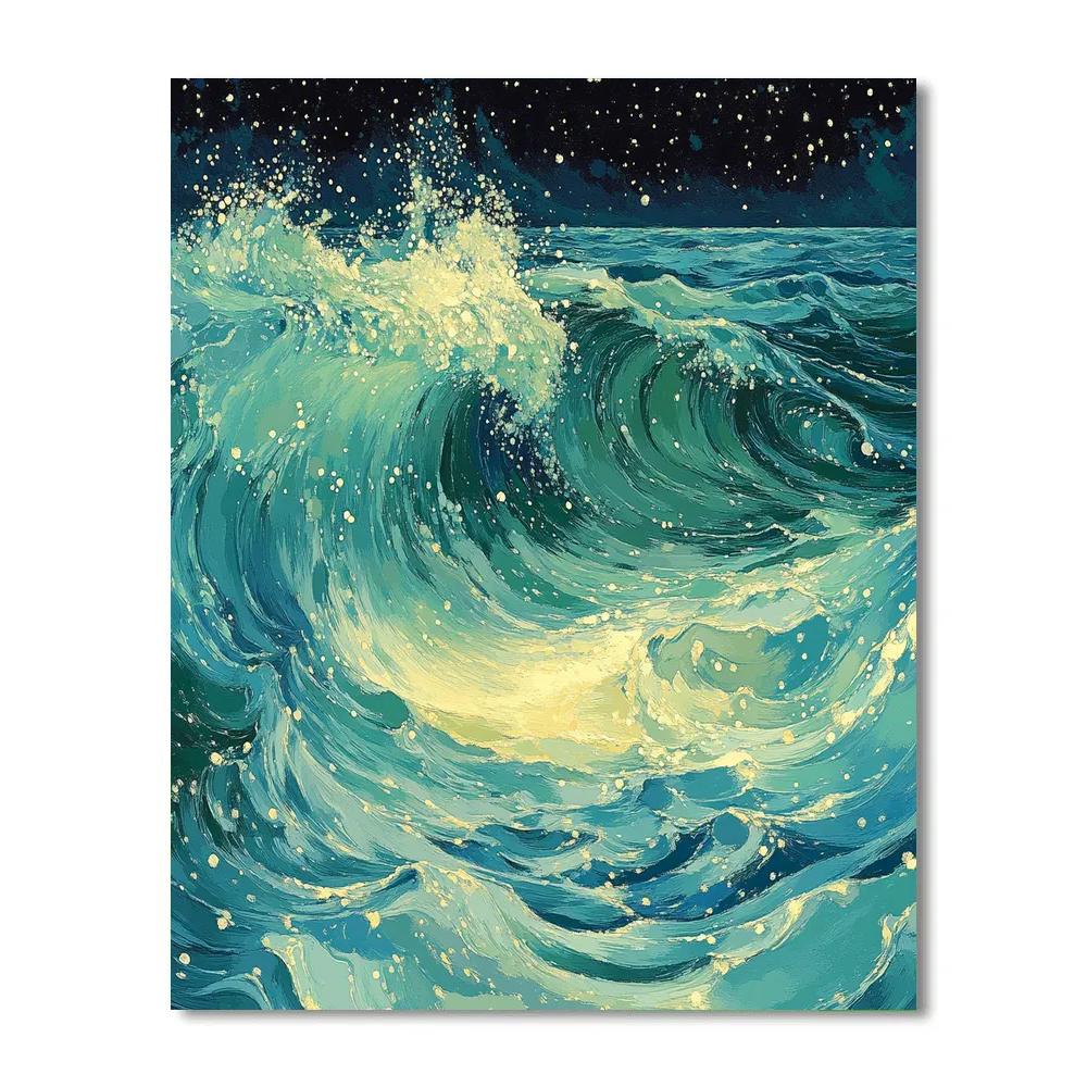 Georges Seurat Inspired Abstract Ocean Currents Painting by numbers kit