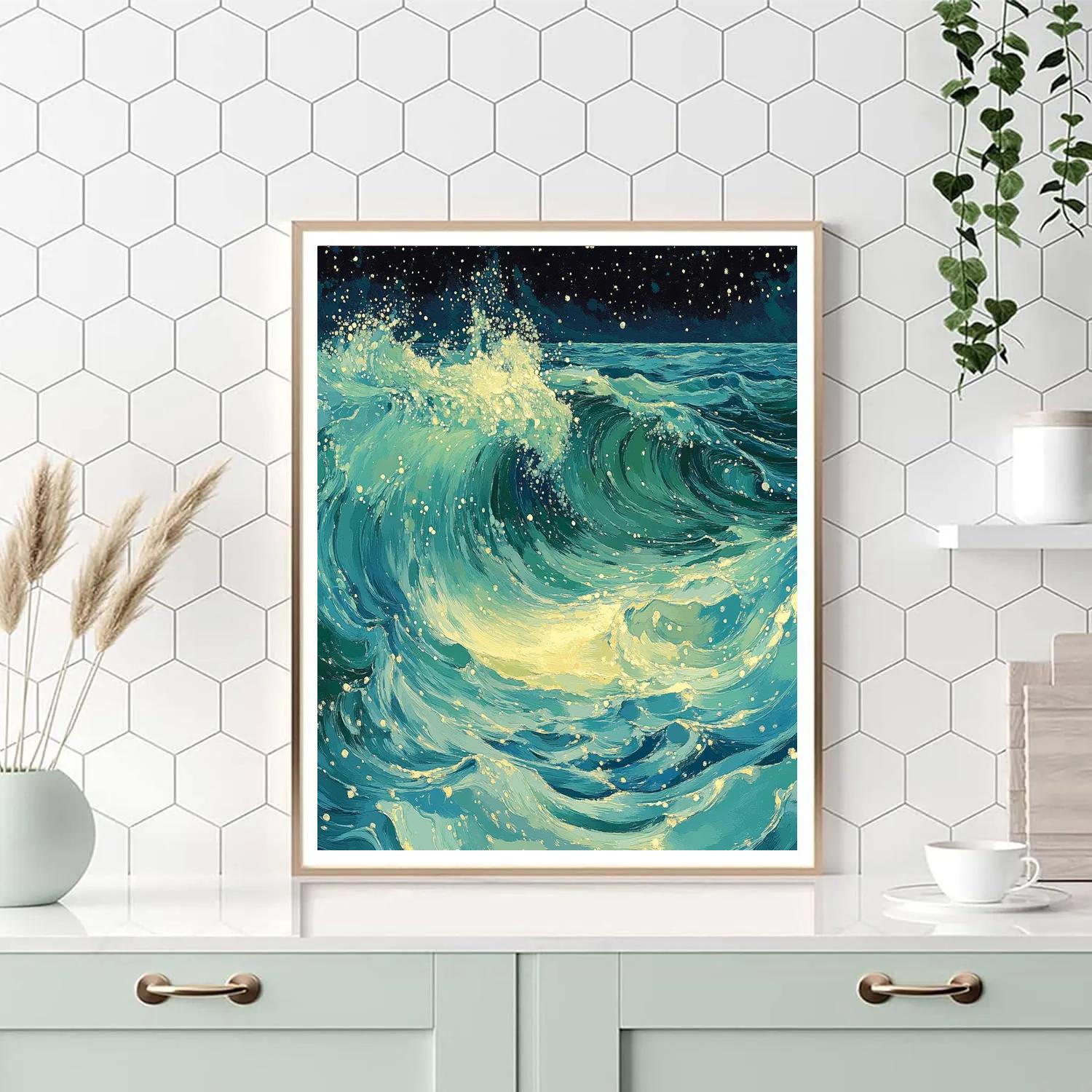 Georges Seurat Inspired Abstract Ocean Currents Painting by numbers kit