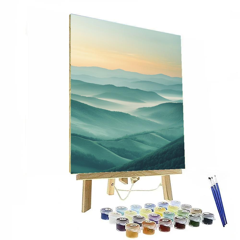 Hiroshige Inspired Mountain Mist Panorama paint by color