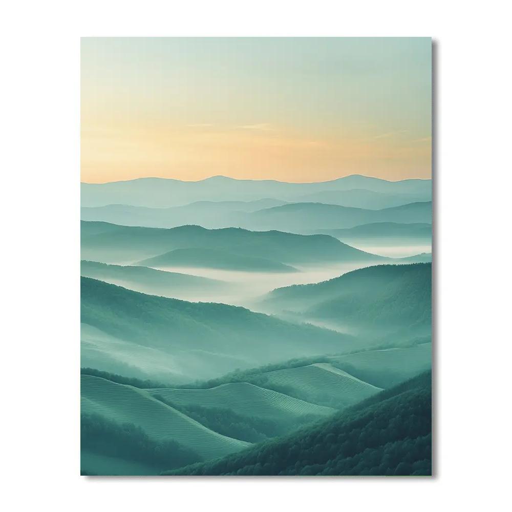 Hiroshige Inspired Mountain Mist Panorama paint by color