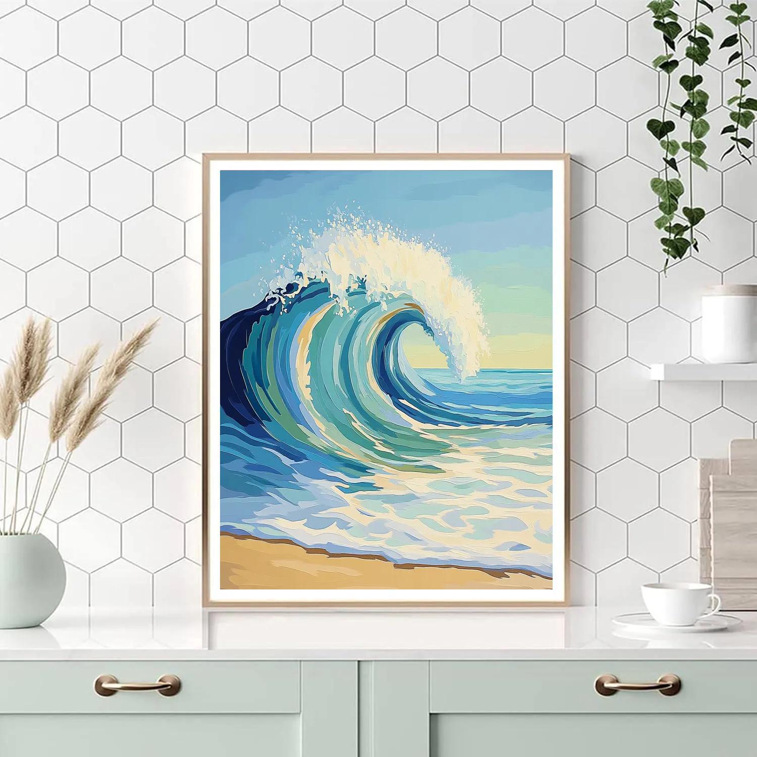 Hiroshige Inspired Tidal Wave Echoes paint by number
