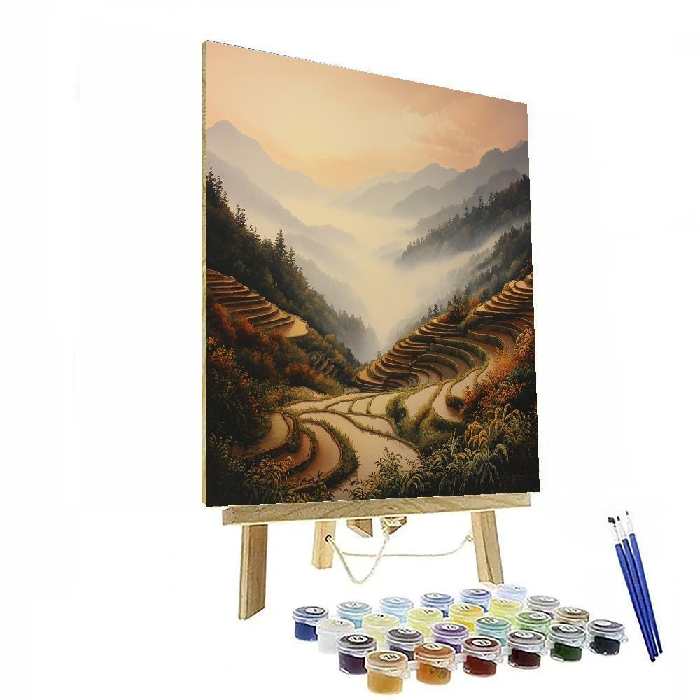 Hiroshige Inspired Autumn Terrace Twilight Paint by numbers art