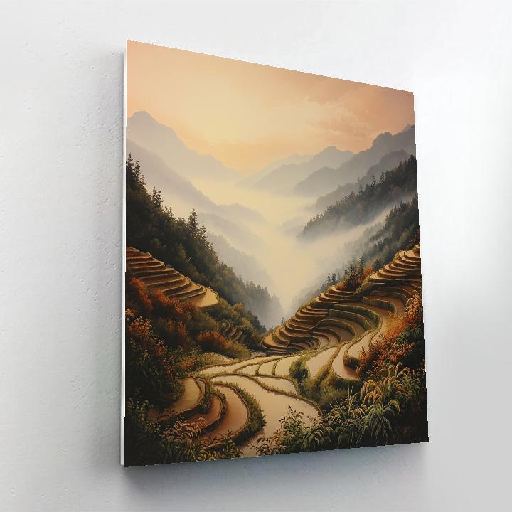 Hiroshige Inspired Autumn Terrace Twilight Paint by numbers art