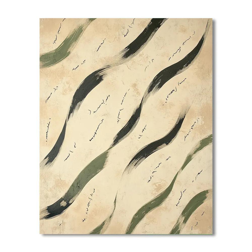 Zhao Mengfu Inspired Whispering Calligraphic Wind paint by color