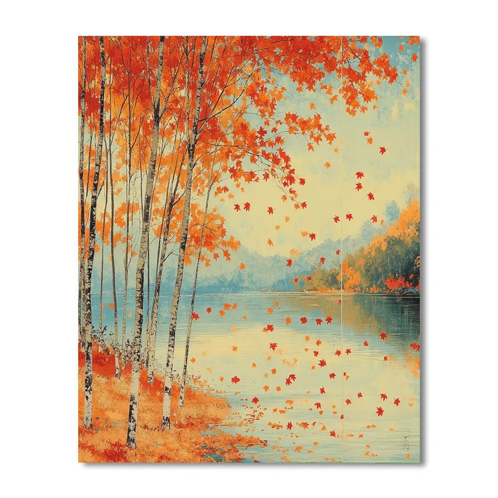 Hiroshige Inspired Autumn Maple Serenity painting number kit