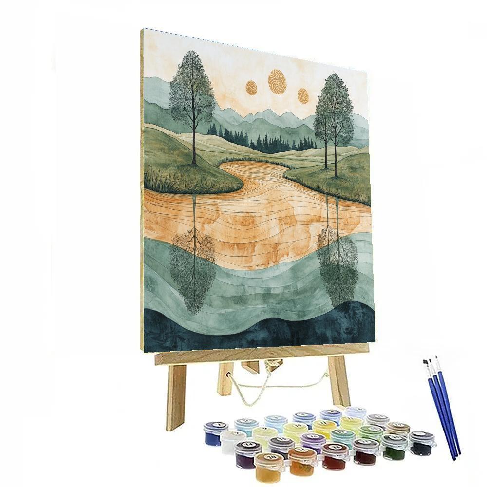 Zhao Mengfu Inspired Scholarly River Reflection painting number kit