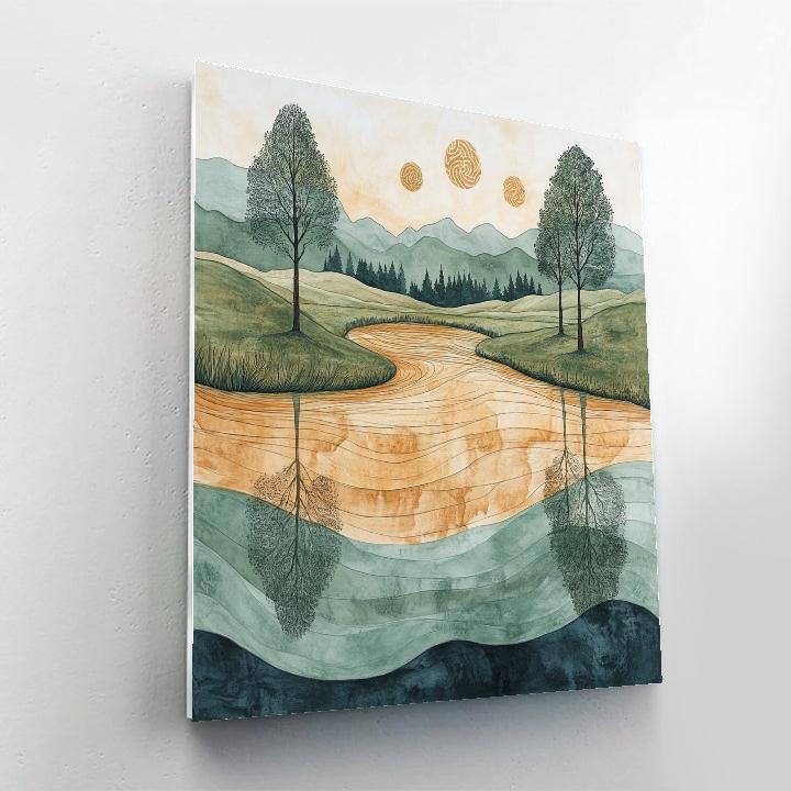 Zhao Mengfu Inspired Scholarly River Reflection painting number kit