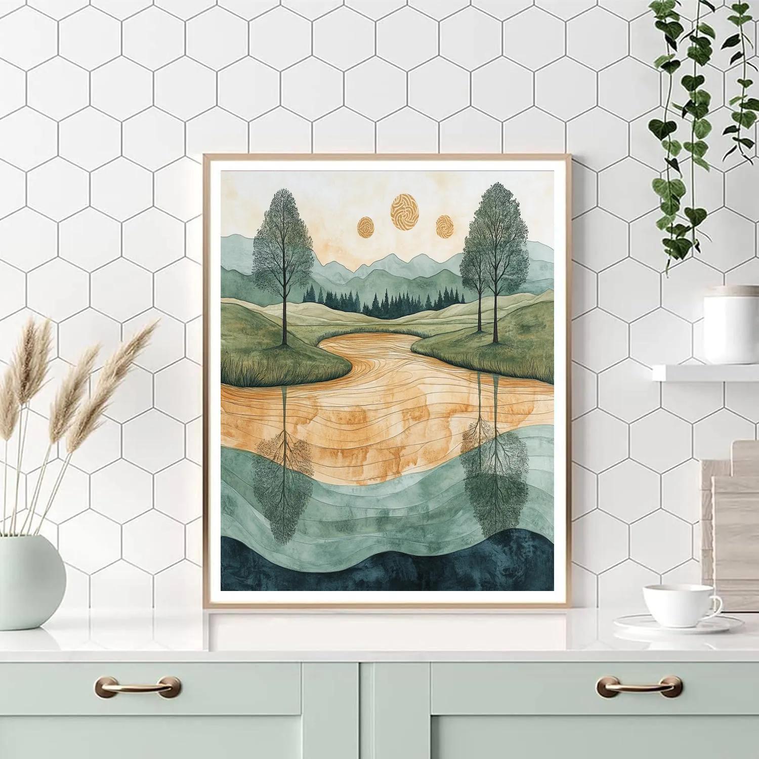 Zhao Mengfu Inspired Scholarly River Reflection painting number kit