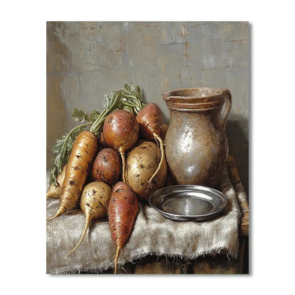 Diego Velázquez Inspired Market Root Vegetable Bodegon Numbered painting kits