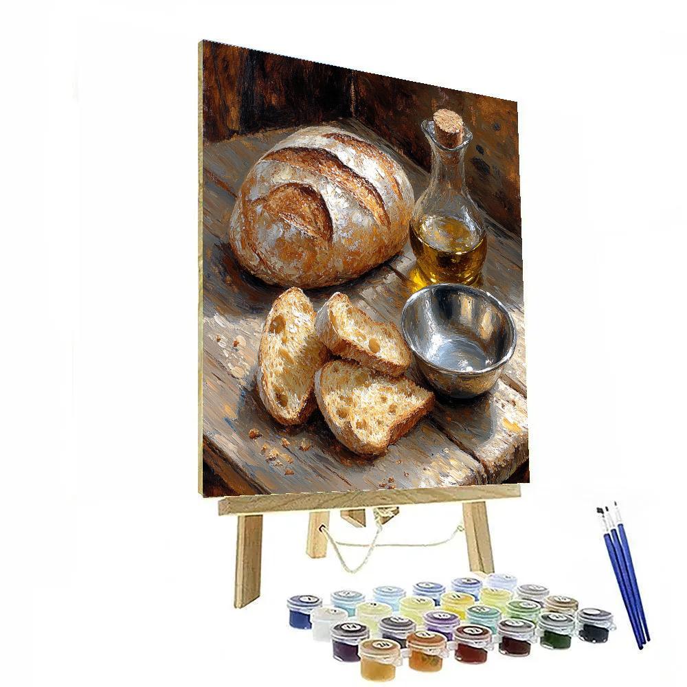 Diego Velázquez Inspired Bread And Olive Oil Still Life paint by number