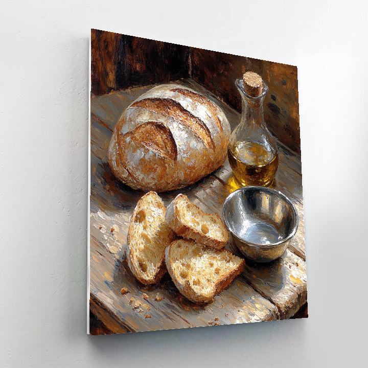 Diego Velázquez Inspired Bread And Olive Oil Still Life paint by number