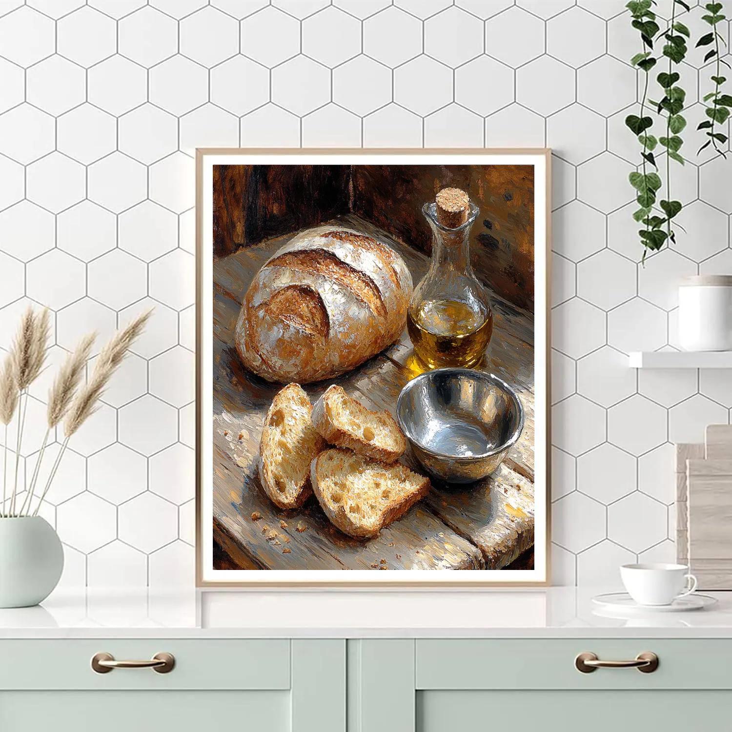 Diego Velázquez Inspired Bread And Olive Oil Still Life paint by number