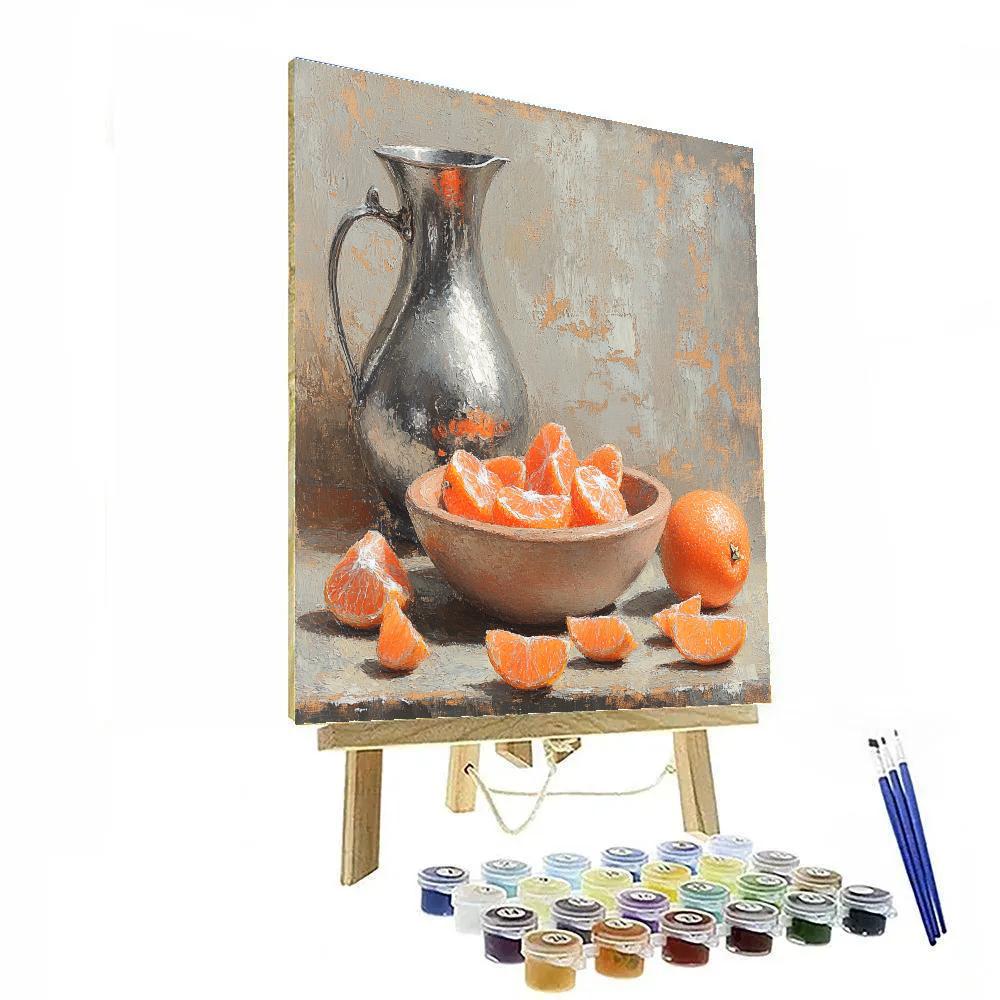 Diego Velázquez Inspired Pewter And Clay Composition With Citrus Peel Paint by numbers kits