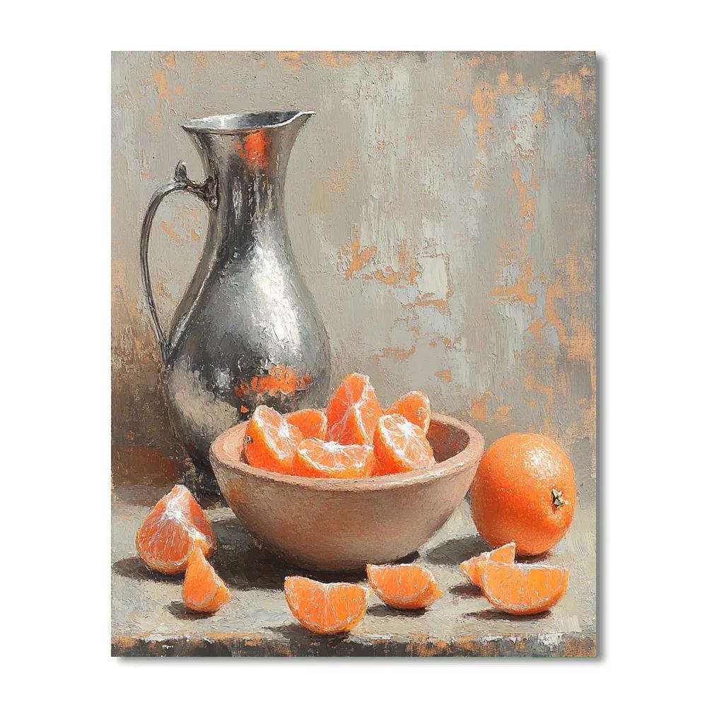 Diego Velázquez Inspired Pewter And Clay Composition With Citrus Peel Paint by numbers kits