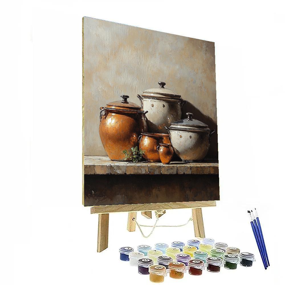 Diego Velázquez Inspired Earthenware And Copper Bodegon Paint by numbers kits