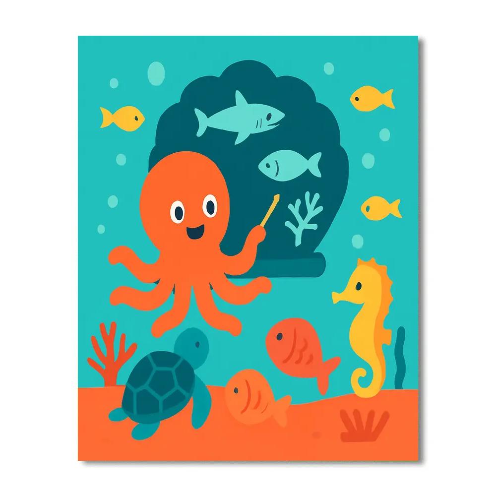 Ocean Classroom Octopus Paint by numbers art