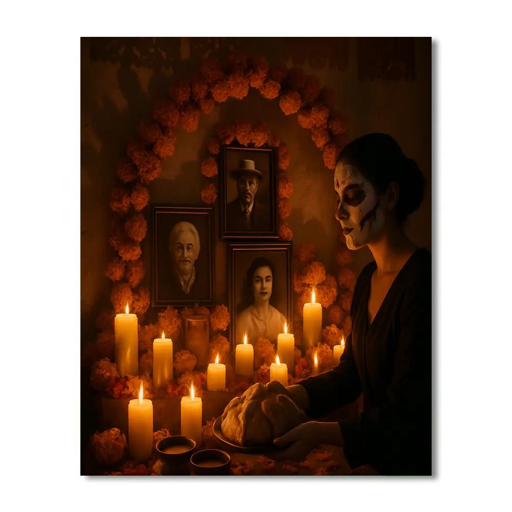 Dia De Muertos Family Altar painting number kit