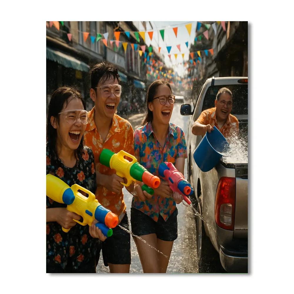 Songkran Water Fest Street paint by color