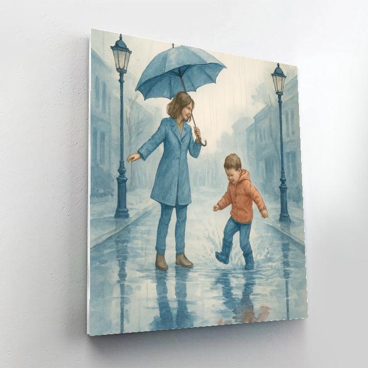 Rainy Day Umbrella Dance paint by number