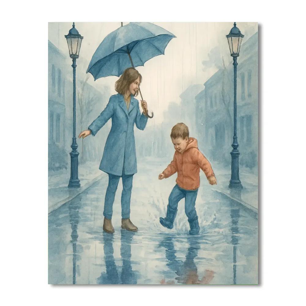 Rainy Day Umbrella Dance paint by number