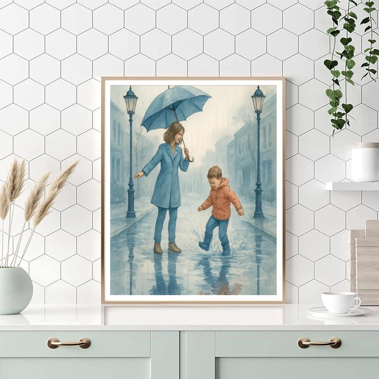 Rainy Day Umbrella Dance paint by number