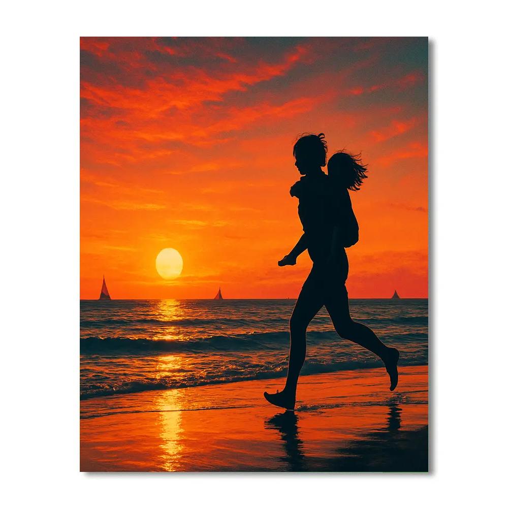 Sunset Seaside Piggyback paint by number