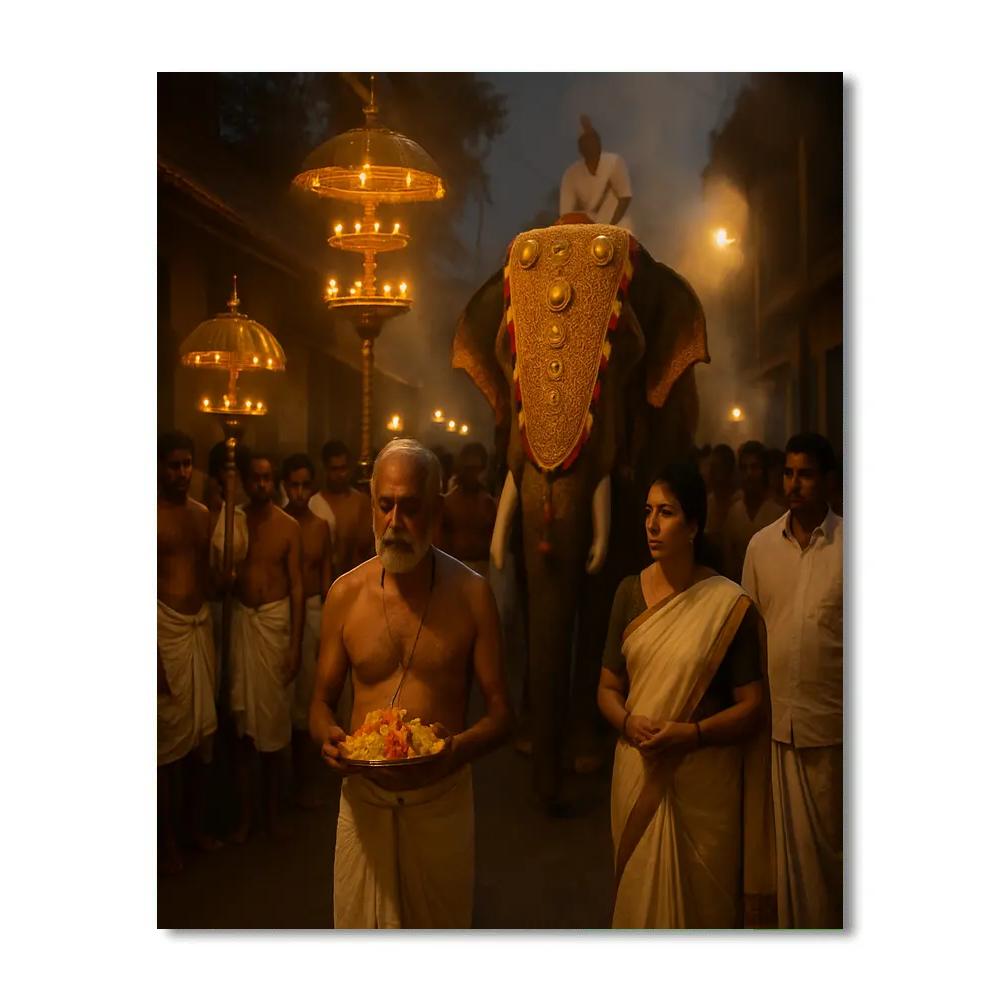 Puja Temple Procession Kerala paint by numbers