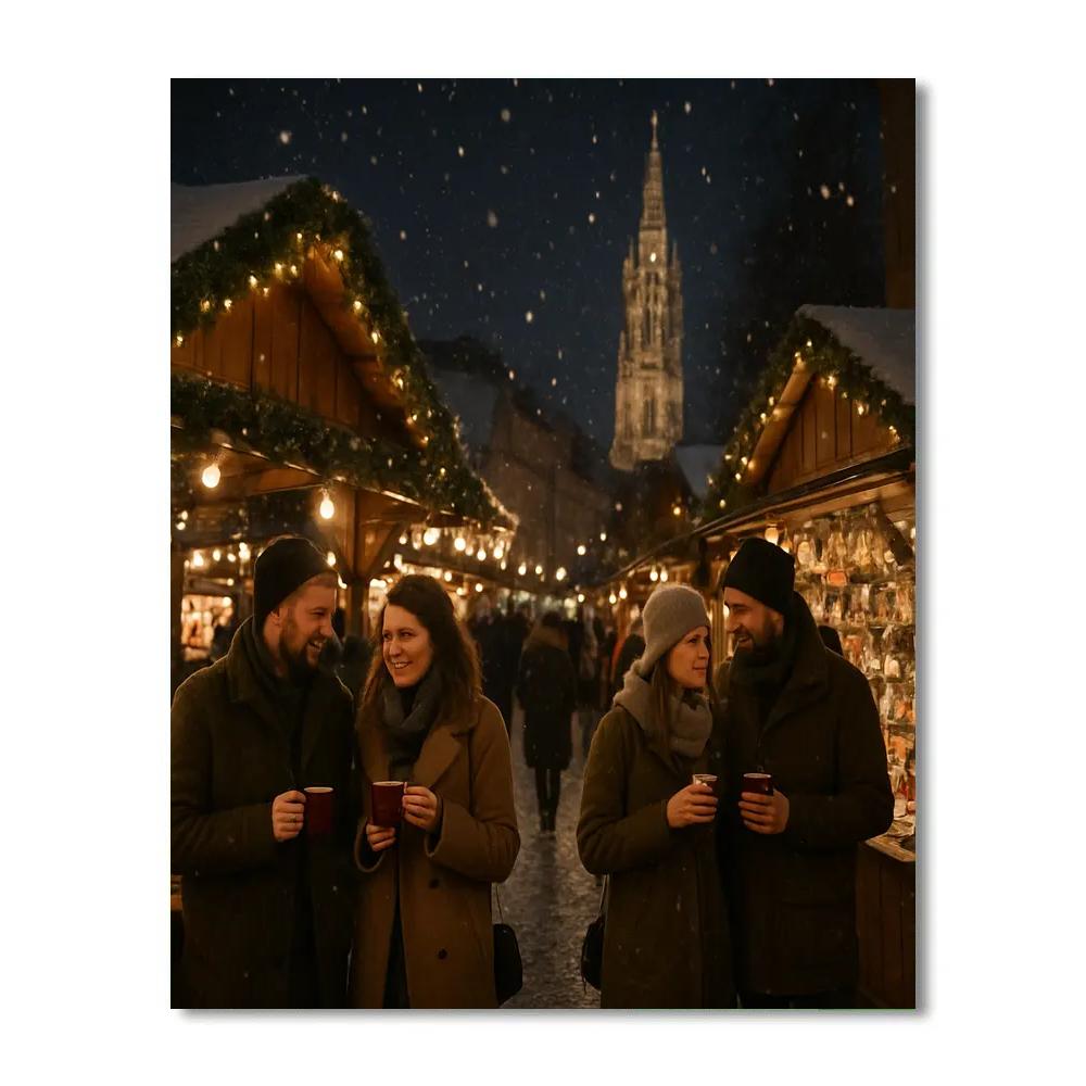Christmas Market Strasbourg Night paint by numbers