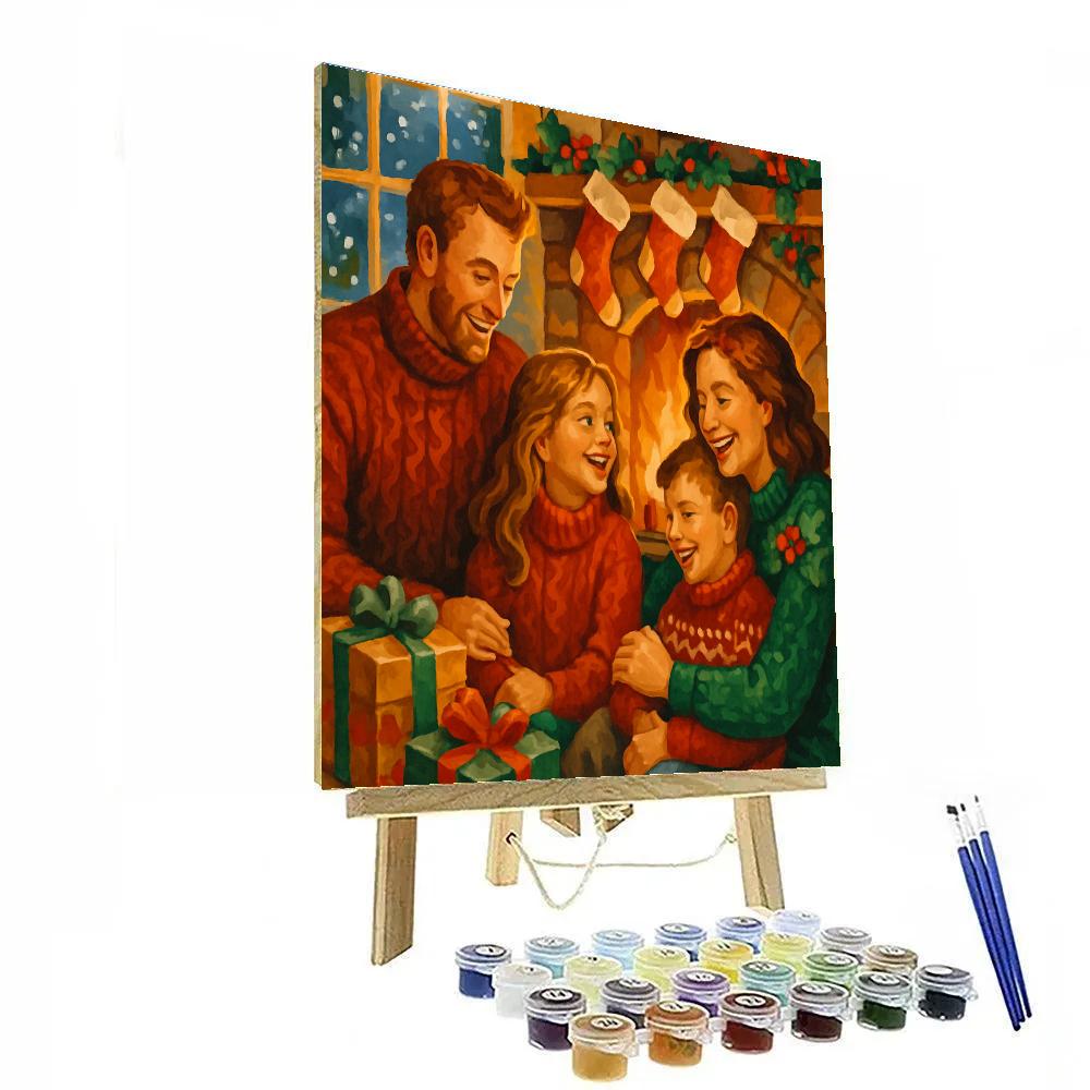 Festive Fireplace Gathering paint by numbers