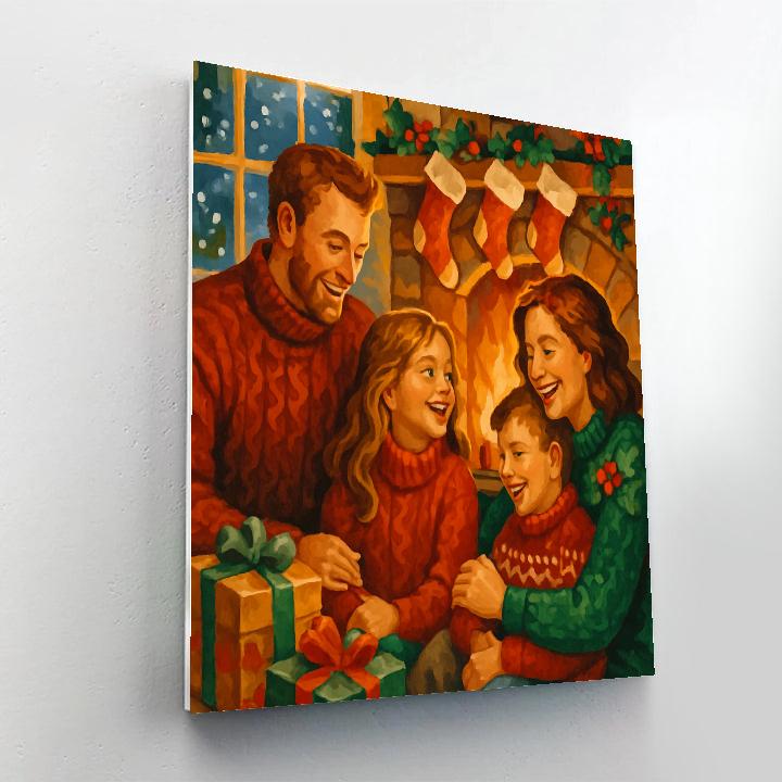 Festive Fireplace Gathering paint by numbers