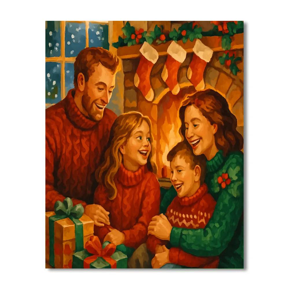 Festive Fireplace Gathering paint by numbers