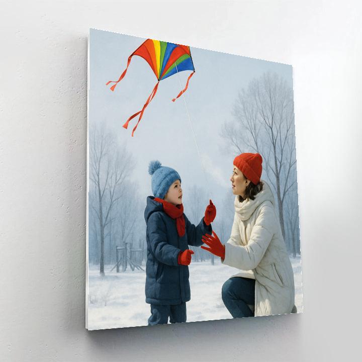 Snowy Park Kite Practice paint by numbers