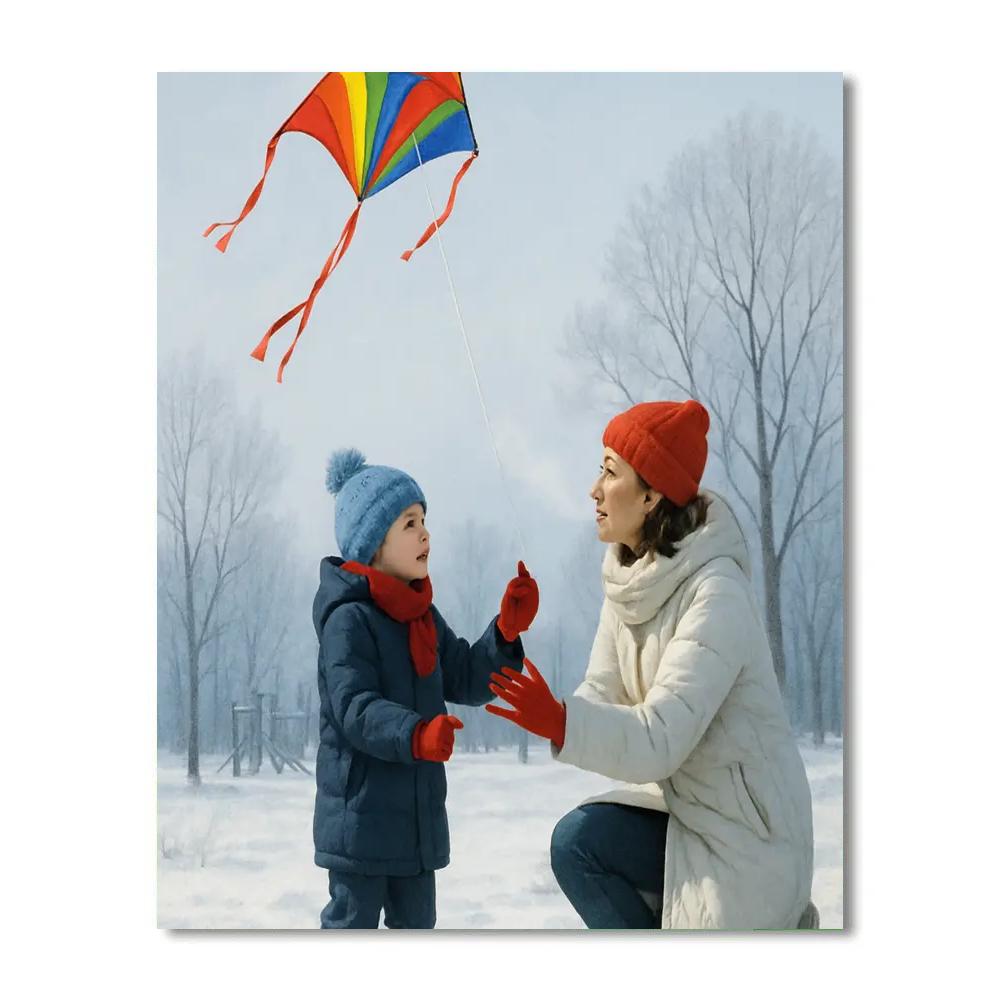 Snowy Park Kite Practice paint by numbers