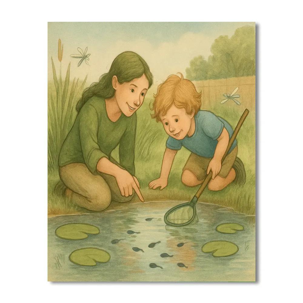 Backyard Pond Frogs Exploration DIY paint by numbers